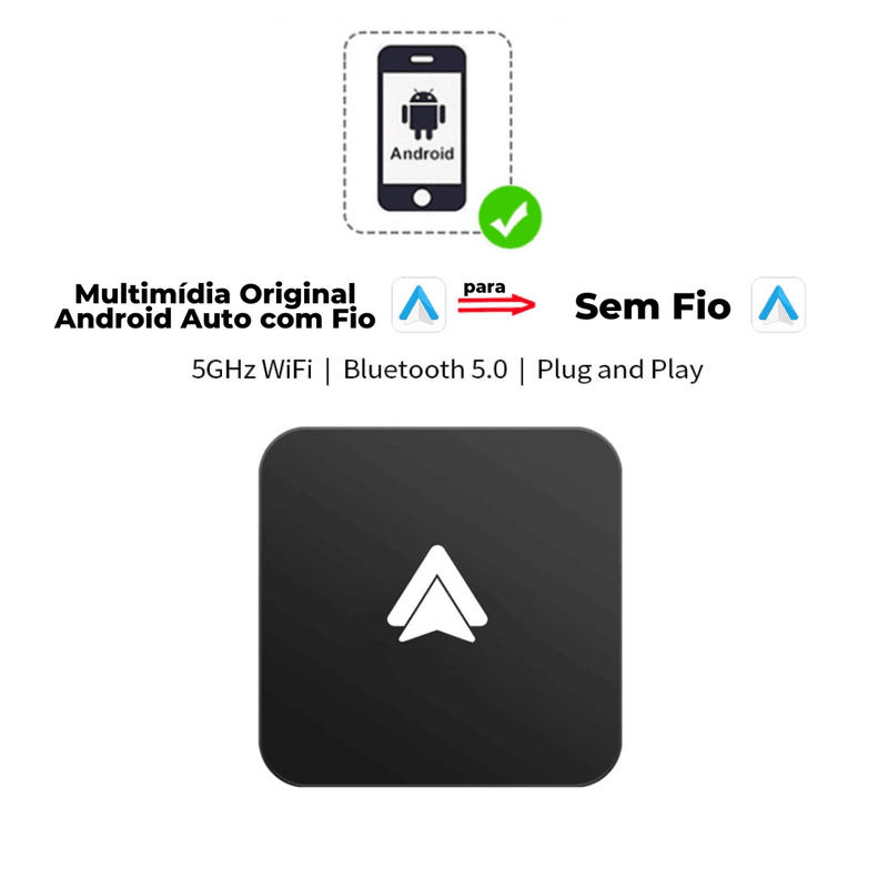 Adaptador Multimidia Wireless Bluetooth Android Auto/Apple CarPlay - CARSINC MASTER®