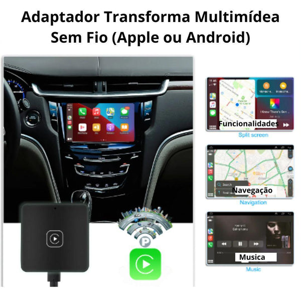 Adaptador Multimidia Wireless Bluetooth Android Auto/Apple CarPlay - CARSINC MASTER®