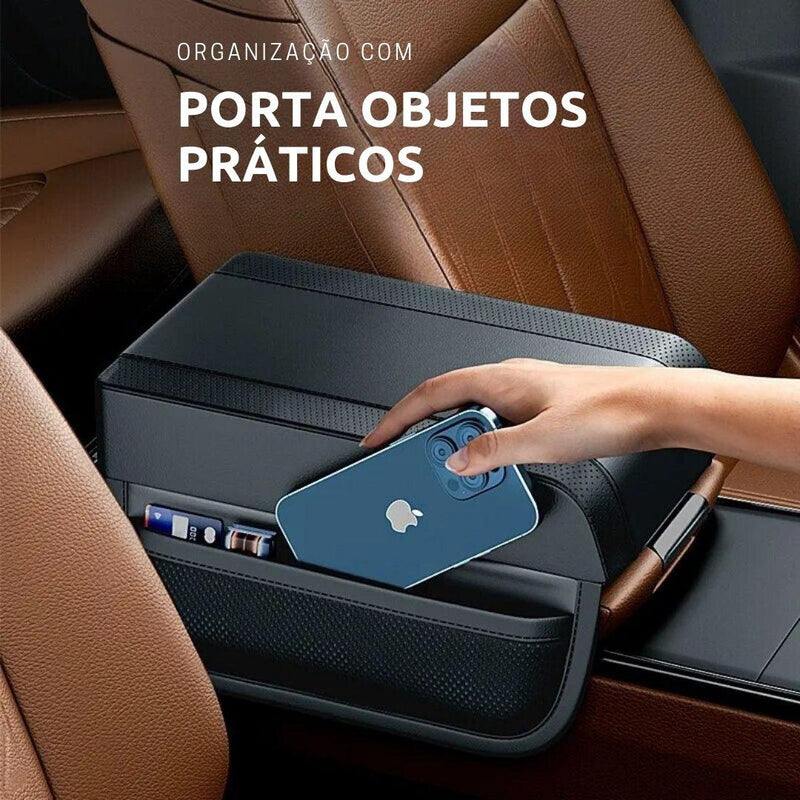 Apoio De Braço Universal Em Couro Com Porta Objetos Automotivo - CONFORT CAR®